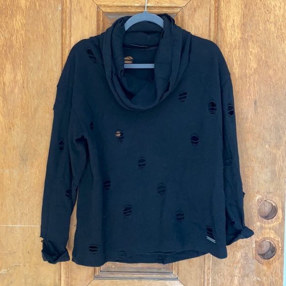 NOR Denmark distressed sweater wool blend black 1 SMALL - Picture 1 of 12